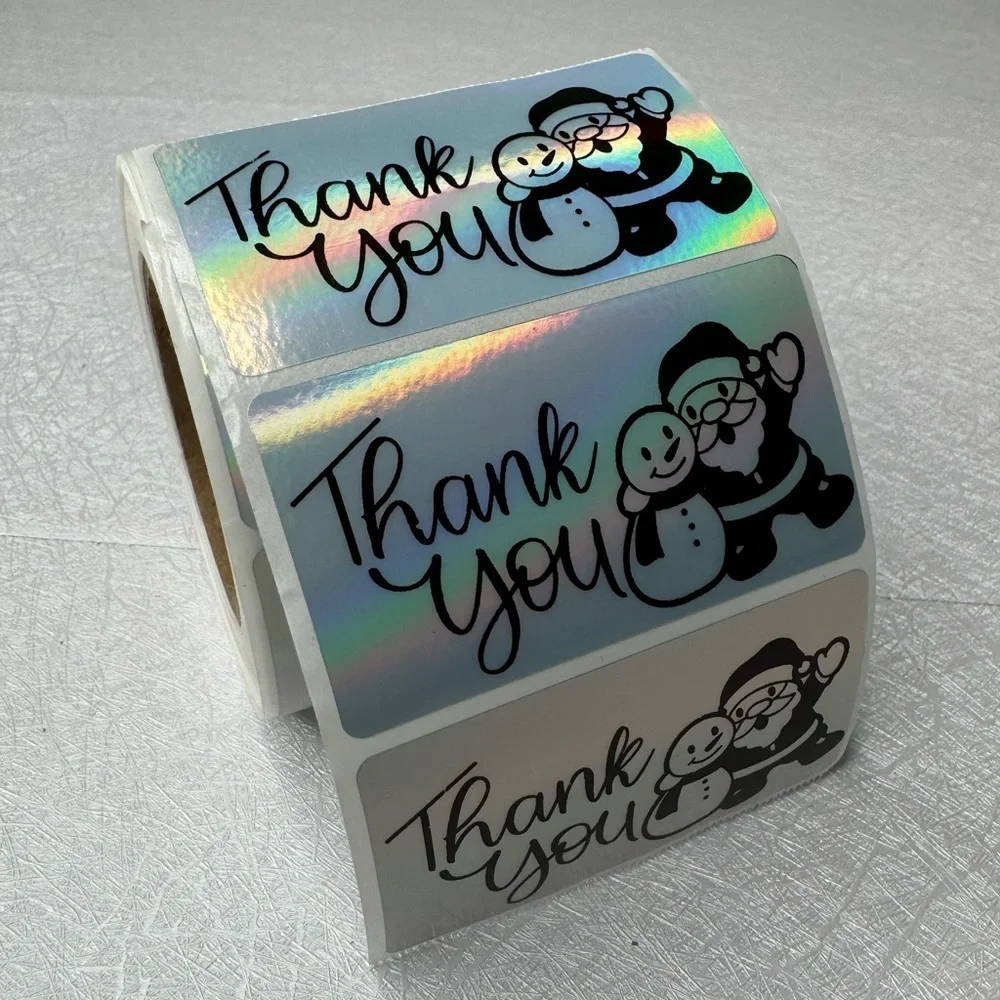 100 Thank You Christmas Stickers, Envelope Seals, Labels, Tags, Stamps,2.25